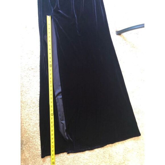 Windsor Women’s Navy Blue Sequin and  Velvet One Shoulder Elegant Large Slit Dre - Picture 6 of 9